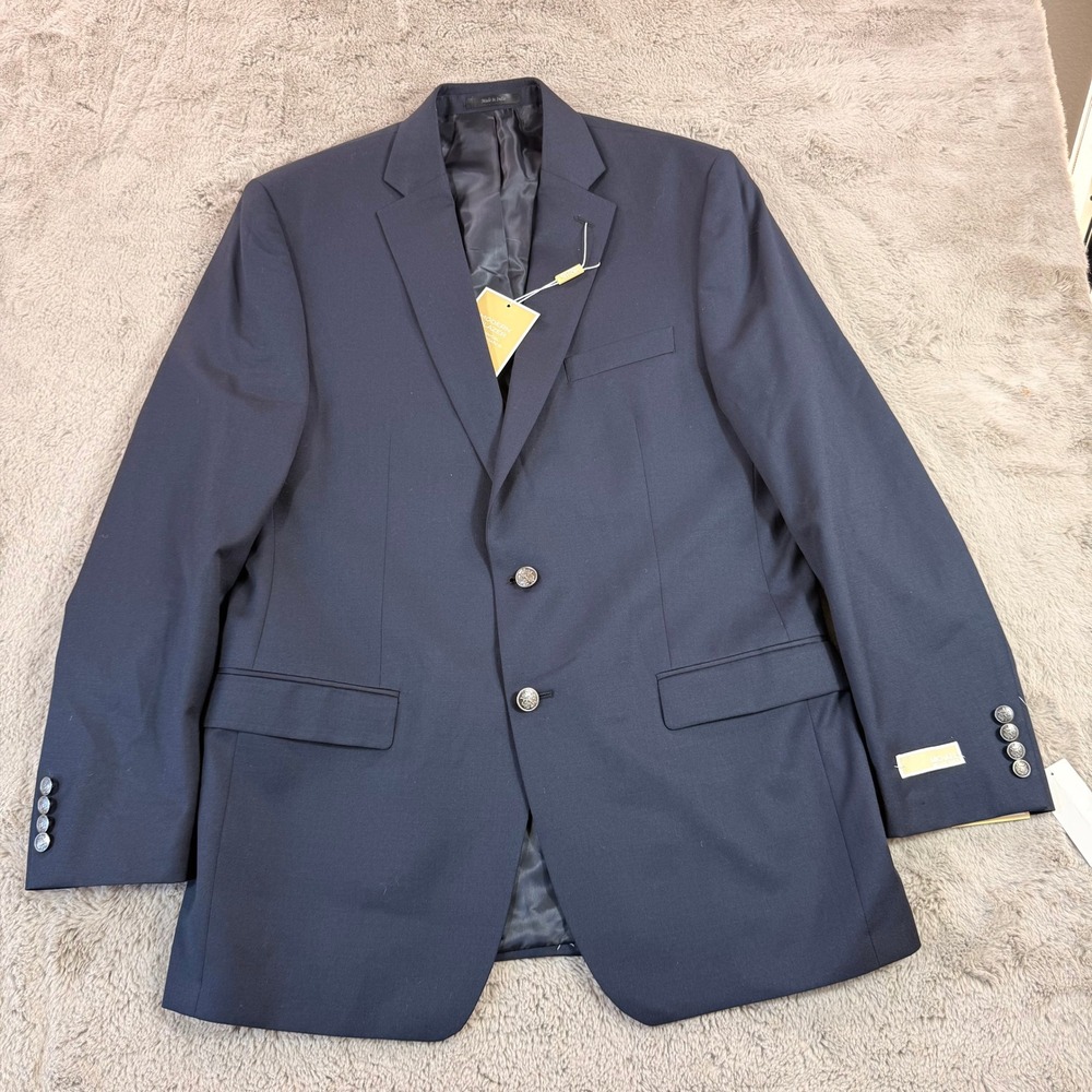 NWT Michael Kors KESS1 Modern Blazer Navy Blue 42L‎ Performance Silver Button